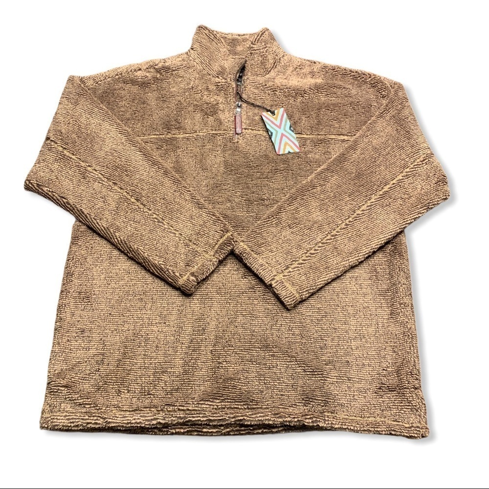 True Grit Luxe Sherpa Stripe Quarter Zip Pullover